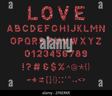 Love the alphabet with a heart letters and numbers Stock Vector Image ...