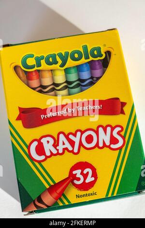 Crayola crayons are popular art supplies for children, USA Stock Photo