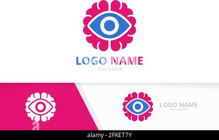 Vector eye and brain logo combination. Unique science logotype design template. Stock Vector