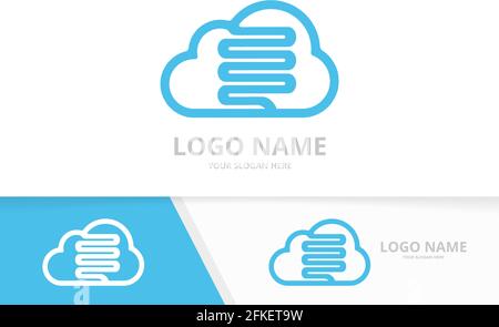 Vector intestine and cloud logo combination. Unique colon and storage logotype design template. Stock Vector