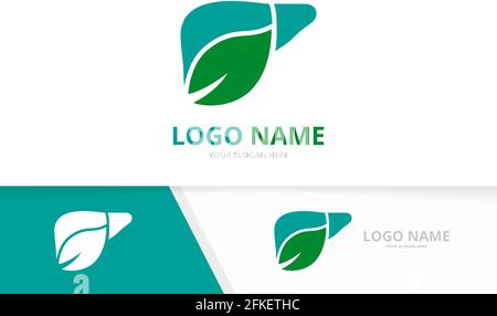 Vector liver and leaf logo combination. Organic internal organ logotype design template. Stock Vector