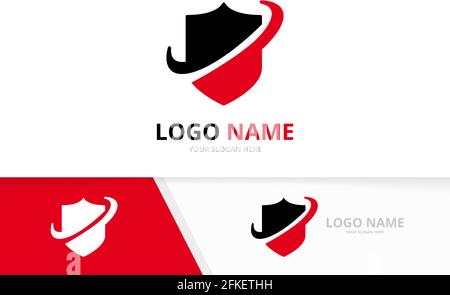 Unique shield logotype design template. Security company logo. Stock Vector