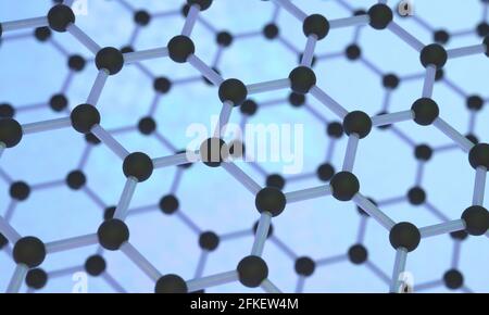 Graphene crystal lattice. 3D visualization Stock Photo