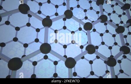 Graphene crystal lattice. 3D visualization Stock Photo