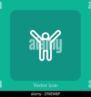 stick man vector icon linear icon.Line with Editable stroke Stock Vector