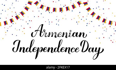 Armenia Independence Day calligraphy hand lettering. Armenian holiday celebrated on September 21. Vector template for typography poster, banner, greet Stock Vector