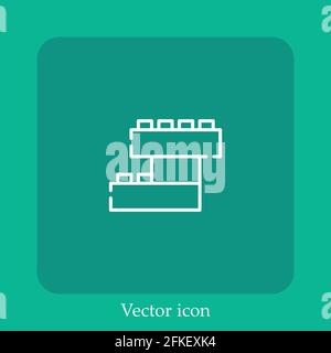 bricks vector icon linear icon.Line with Editable stroke Stock Vector