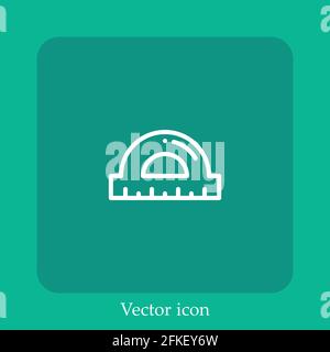 protractor vector icon linear icon.Line with Editable stroke Stock Vector