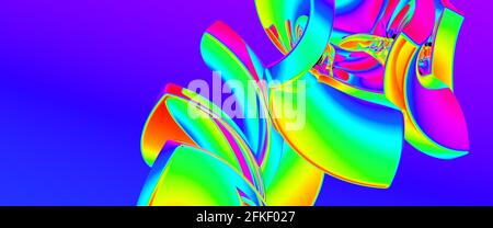 Abstract curved forms rainbow color background. Stock Photo