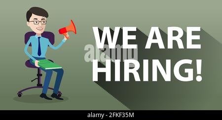 We are Hiring - flyer, poster advertisement for job seekers. Job post graphic for social media and websites. Stock Vector