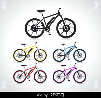 electric bike icon flat design isolated set Stock Vector