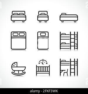 Vector illustration of bed icons design set Stock Vector