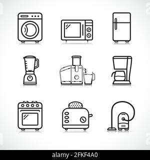 Vector illustration of home appliance icons set Stock Vector