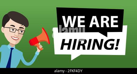 We are Hiring - flyer, poster advertisement for job seekers. Job post graphic for social media and websites. Stock Vector