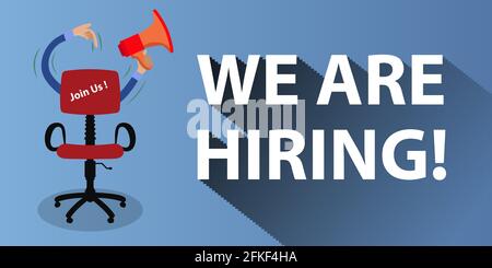 We are Hiring - flyer, poster advertisement for job seekers. Job post graphic for social media and websites. Stock Vector