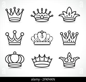 Vector illustration of isolated crown icons set Stock Vector