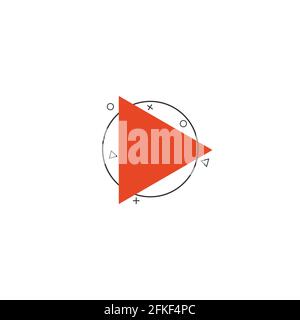 Creative red play button icon Stock Vector