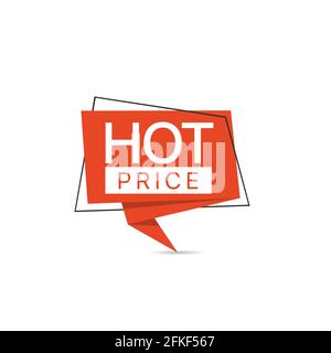 Hot price red paper label Stock Vector