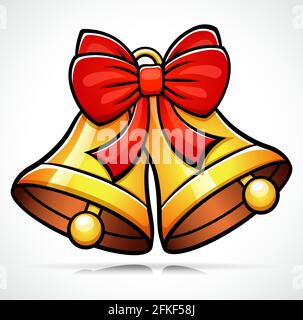 Vector illustration of christmas bell cartoon clipart Stock Vector