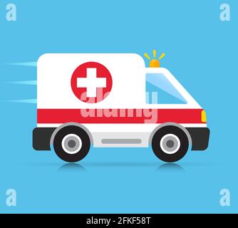 Vector illustration of medical vehicle flat cartoon Stock Vector