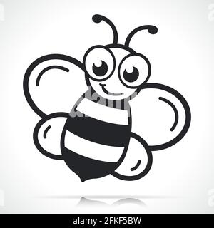 honey bee black and white vector cartoon Stock Vector