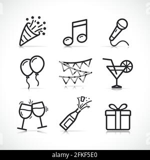Vector illustration of party festive icons set Stock Vector
