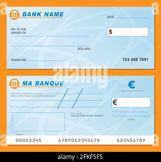 Vector illustration of blank bank check isolated Stock Vector
