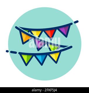 Vector illustration of party bunting color icon Stock Vector