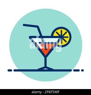 Vector illustration of cocktail drink color icon Stock Vector