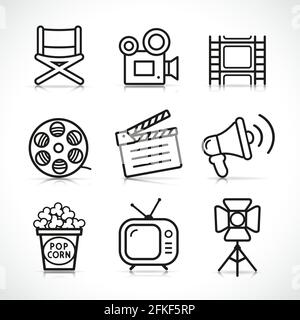 Vector illustration of tv cinema icon set Stock Vector