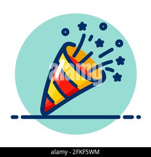 Vector illustration of party popper color icon Stock Vector