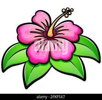 Vector illustration of hibiscus flower isolated cartoon Stock Vector