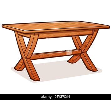 Vector illustration of rustic wooden table cartoon Stock Vector