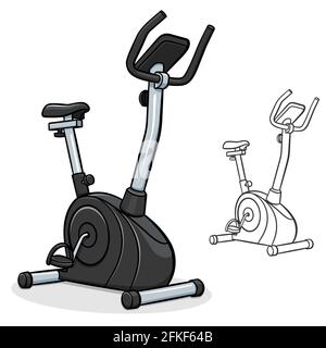 Vector illustration of exercise bike isolated cartoon Stock Vector