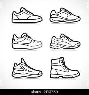 Vector illustration of sports shoes icons set Stock Vector