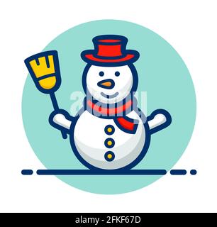 Vector illustration of snowman clipart icon design Stock Vector