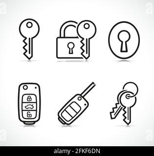 Vector illustration of keys icons sign set Stock Vector