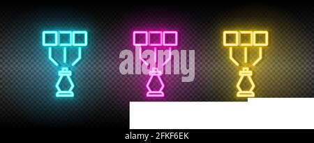 Marketing, media, plan neon icon set Stock Vector