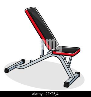 Vector illustration of weight bench isolated cartoon Stock Vector