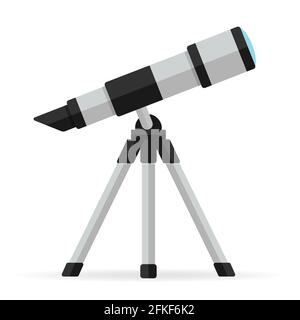 Vector astronomy and space telescope flat illustration Stock Vector