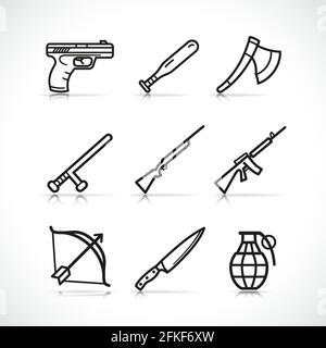 Vector illustration of weapon icons design set Stock Vector