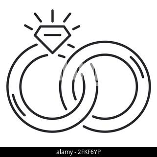 Wedding rings thin line icon vector symbol Stock Vector