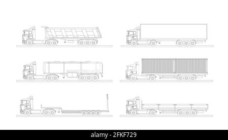 A set of images of a modern European truck Stock Vector