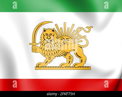 3D Amir Kabir Flag, Iran (1848-1852). 3D Illustration. Stock Photo