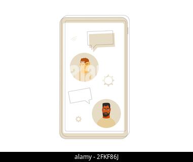 Online call. Social media networking app. Audio and video chat. Talking with friends with voice and phone. Vector flat illustrator. Stock Vector