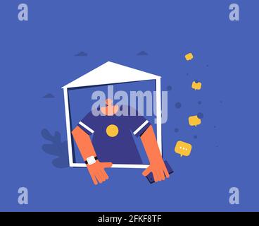Online communication man portrait with frame male Vector Image