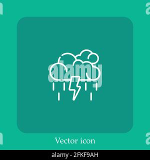 storm vector icon linear icon.Line with Editable stroke Stock Vector
