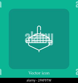 spinning top vector icon linear icon.Line with Editable stroke Stock Vector