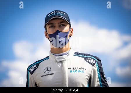 Portimao, Portugal. Saturday 1st May 2021. George Russell (GBR) Williams Racing. Portuguese Grand Prix, Saturday 1st May 2021. Portimao, Portugal. Credit: James Moy/Alamy Live News Stock Photo