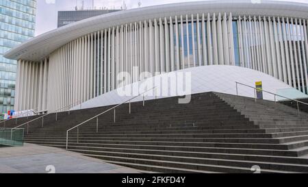 Luxembourg Philharmonie Concert Hall in the modern district - LUXEMBURG CITY, LUXEMBURG - APRIL 30, 2021 Stock Photo